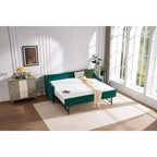 Letto singolo con rotelle, Divano letto in velluto con porta USB, Tasche laterali, Schienale capitonné per camera da letto, soggiorno - ModernLuxe