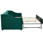 Letto singolo con rotelle, Divano letto in velluto con porta USB, Tasche laterali, Schienale capitonné per camera da letto, soggiorno - ModernLuxe