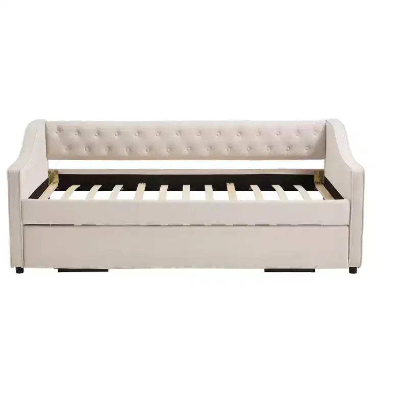 Letto singolo con rotelle, Divano letto in velluto con porta USB, Tasche laterali, Schienale capitonné per camera da letto, soggiorno - ModernLuxe