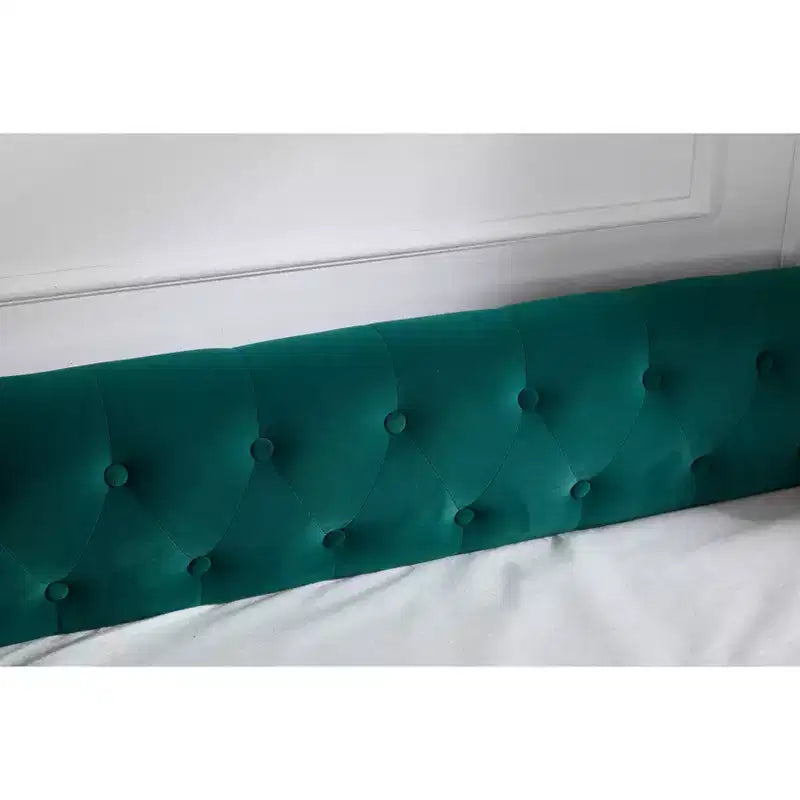 Letto singolo con rotelle, Divano letto in velluto con porta USB, Tasche laterali, Schienale capitonné per camera da letto, soggiorno - ModernLuxe