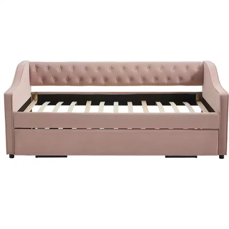 Letto singolo con rotelle, Divano letto in velluto con porta USB, Tasche laterali, Schienale capitonné per camera da letto, soggiorno - ModernLuxe