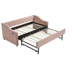 Letto singolo con rotelle, Divano letto in velluto con porta USB, Tasche laterali, Schienale capitonné per camera da letto, soggiorno - ModernLuxe