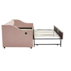 Letto singolo con rotelle, Divano letto in velluto con porta USB, Tasche laterali, Schienale capitonné per camera da letto, soggiorno - ModernLuxe