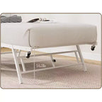 Daybed singolo con letto estraibile, struttura in metallo con testiera ondulata effetto legno, ruote bloccabili, divano letto salvaspazio, nessun box spring necessario