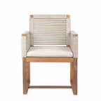 Christopher Knight Home Cristi Set da pranzo moderno per patio da 7 pezzi in acacia con tavolo a doghe, gambe in ferro e design in corda