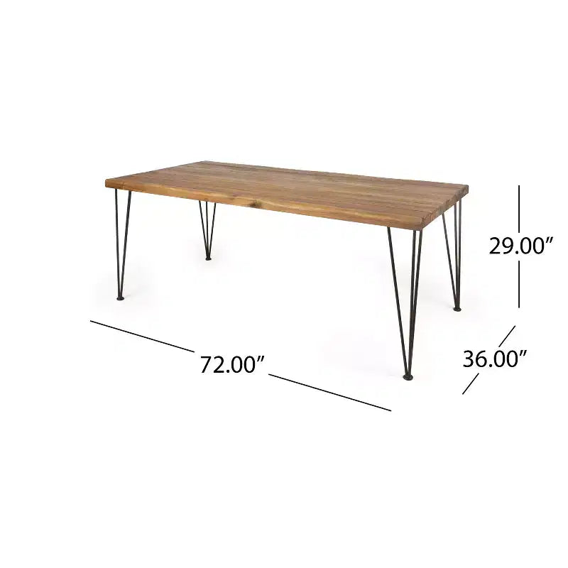 Christopher Knight Home Cristi Set da pranzo moderno per patio da 7 pezzi in acacia con tavolo a doghe, gambe in ferro e design in corda