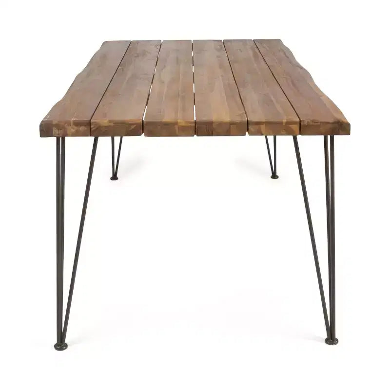 Christopher Knight Home Cristi Set da pranzo moderno per patio da 7 pezzi in acacia con tavolo a doghe, gambe in ferro e design in corda