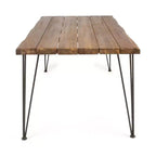 Christopher Knight Home Cristi Set da pranzo moderno per patio da 7 pezzi in acacia con tavolo a doghe, gambe in ferro e design in corda