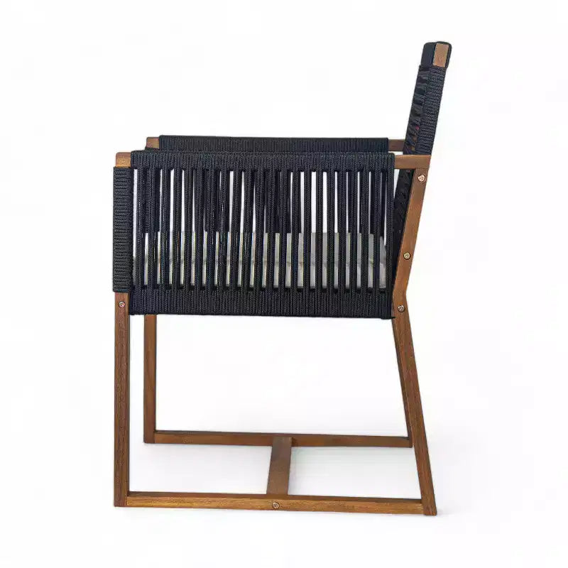 Christopher Knight Home Cristi Set da pranzo moderno per patio da 7 pezzi in acacia con tavolo a doghe, gambe in ferro e design in corda