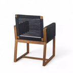 Christopher Knight Home Cristi Set da pranzo moderno per patio da 7 pezzi in acacia con tavolo a doghe, gambe in ferro e design in corda