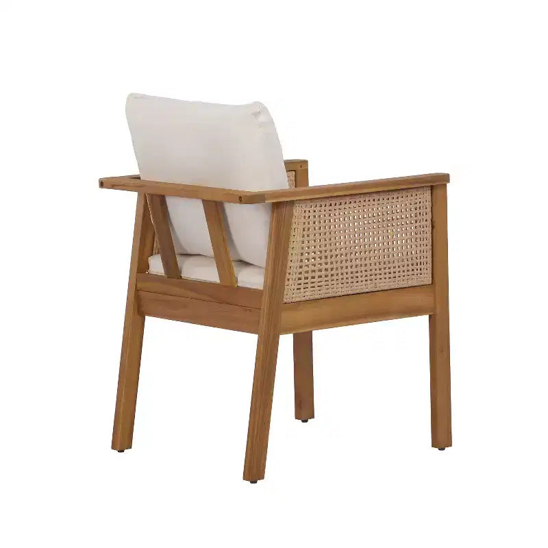 Christopher Knight Home William set da 7 pezzi, sedie da pranzo in legno di acacia rustico e rattan con tavolo a doghe per esterni