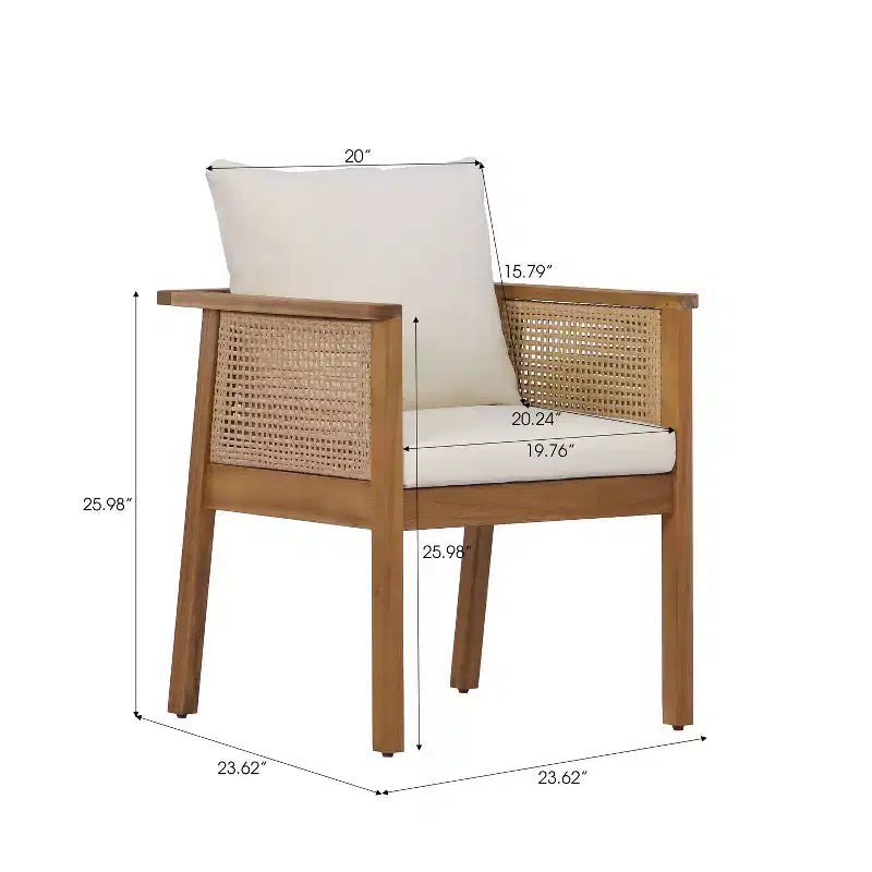 Christopher Knight Home William set da 7 pezzi, sedie da pranzo in legno di acacia rustico e rattan con tavolo a doghe per esterni
