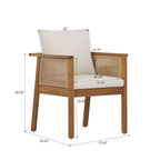 Christopher Knight Home William set da 7 pezzi, sedie da pranzo in legno di acacia rustico e rattan con tavolo a doghe per esterni
