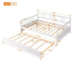 Divano letto in legno massello con letto estraibile singolo, salvaspazio per camera degli ospiti o da letto, bianco