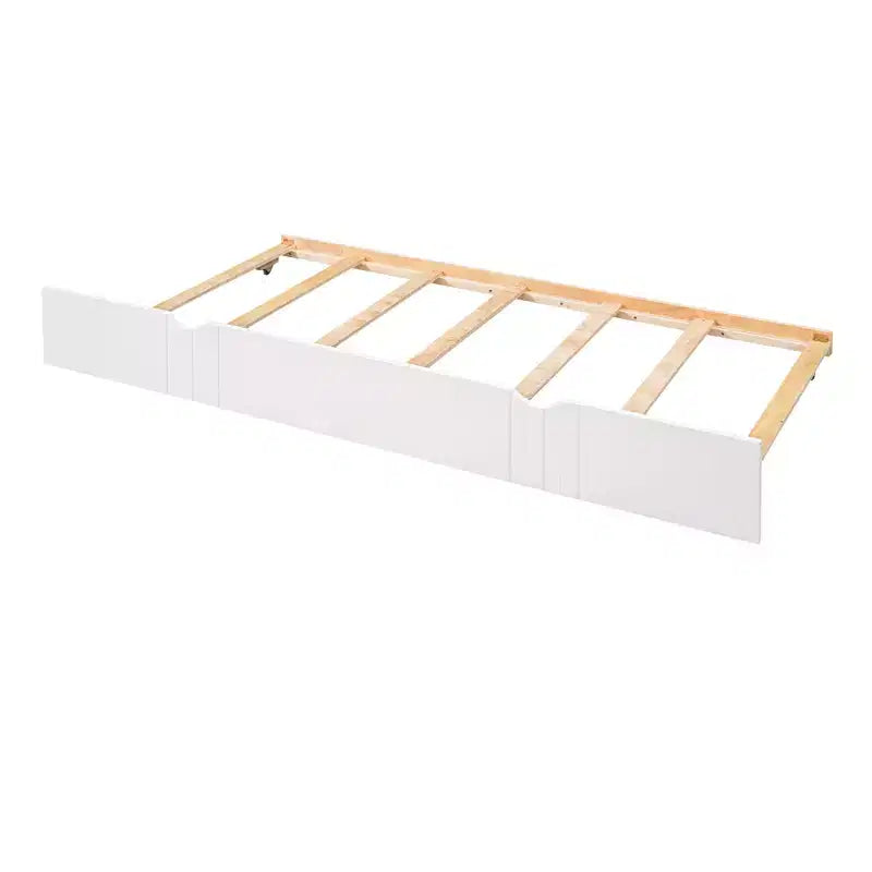 Divano letto in legno massello con letto estraibile singolo, salvaspazio per camera degli ospiti o da letto, bianco