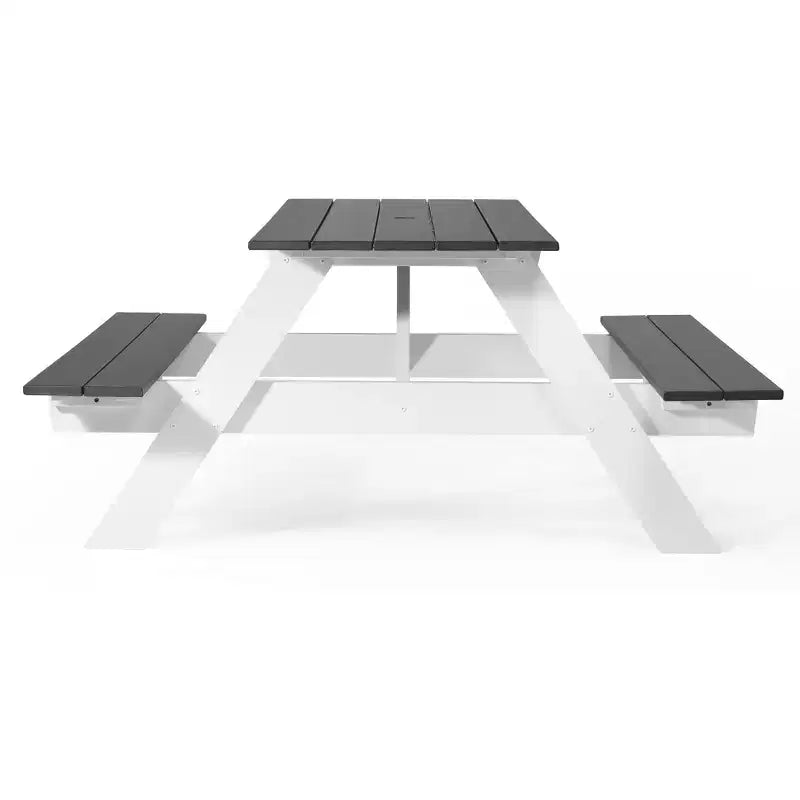 WestinTrends Outdoor 70 HDPE Plastic Picnic Table Bench With Umbrella Hole, Gray