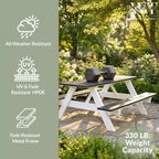 WestinTrends Tavolo da Picnic e Panca da Esterno in Plastica HDPE 70 con Foro per Ombrellone, Grigio