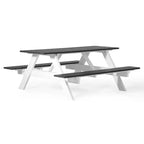 WestinTrends Tavolo da Picnic e Panca da Esterno in Plastica HDPE 70 con Foro per Ombrellone, Grigio