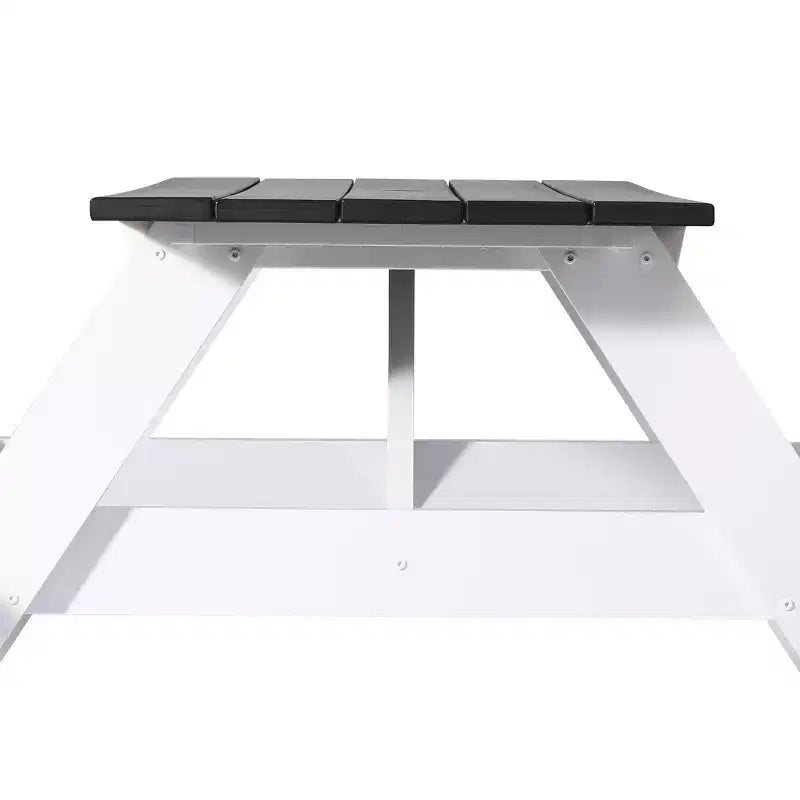 WestinTrends Tavolo da Picnic Esterno 70 HDPE con Panchina e Foro per Ombrellone, Nero