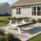 WestinTrends Tavolo da Picnic Esterno 70 HDPE con Panchina e Foro per Ombrellone, Nero