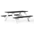 WestinTrends Tavolo da Picnic Esterno 70 HDPE con Panchina e Foro per Ombrellone, Nero