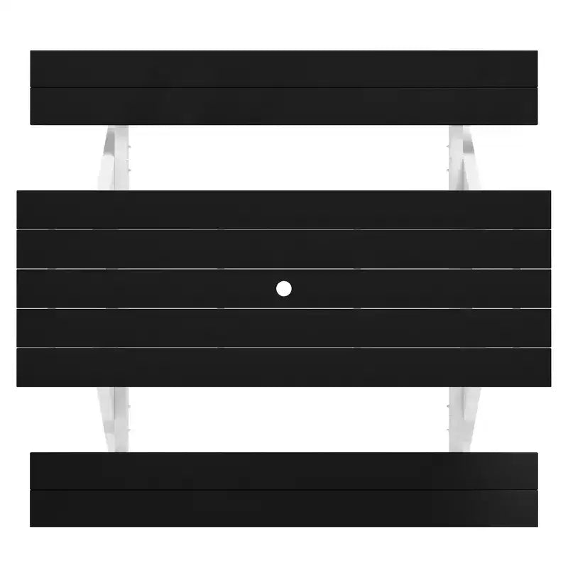 WestinTrends Tavolo da Picnic Esterno 70 HDPE con Panchina e Foro per Ombrellone, Nero