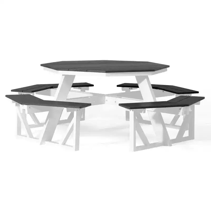 WestinTrends Greenville Outdoor 48 HDPE 8-Person Patio Octagon Picnic Table, Gray