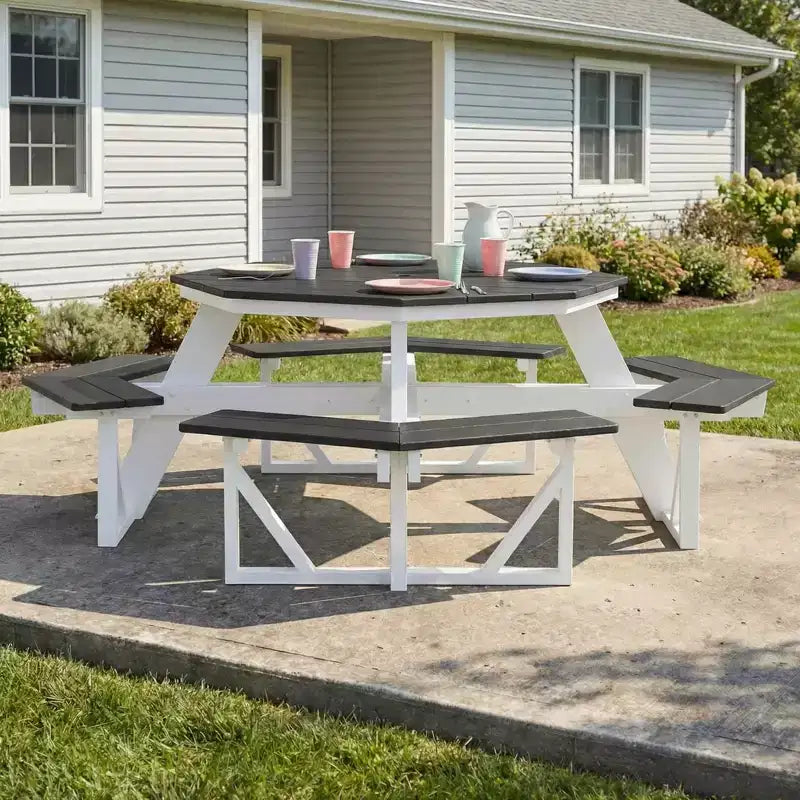 WestinTrends Greenville Tavolo da Picnic Ottagonale da Esterno 48 in HDPE per 8 Persone, Grigio