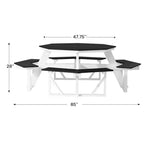 WestinTrends Greenville Tavolo da Picnic Ottagonale da Esterno 48 in HDPE per 8 Persone, Grigio