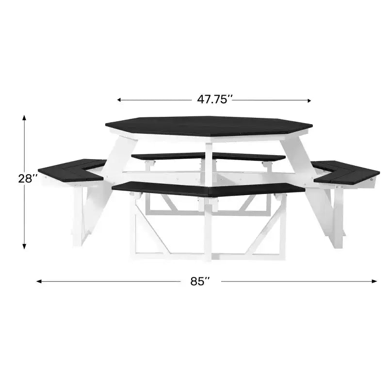 WestinTrends Greenville Tavolo da Picnic Ottagonale da Esterno 48 in HDPE per 8 Persone, Grigio