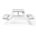 WestinTrends Outdoor 70 HDPE Plastic Picnic Table Bench With Umbrella Hole, White