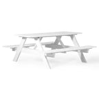 WestinTrends Tavolo da picnic e panche da esterno in plastica HDPE 70 con foro per ombrellone, bianco