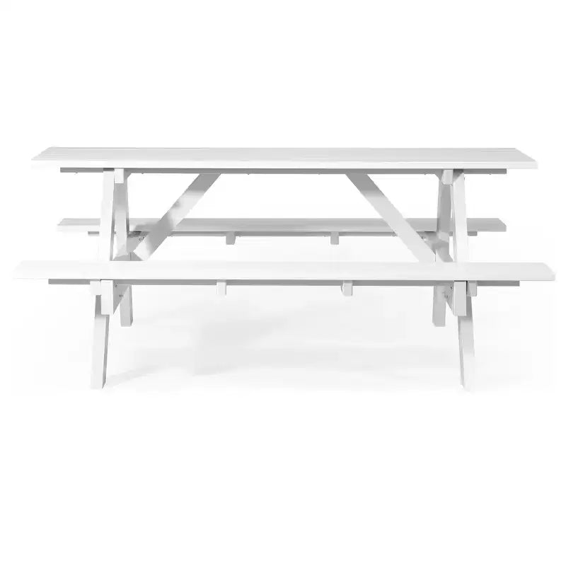 WestinTrends Tavolo da picnic e panche da esterno in plastica HDPE 70 con foro per ombrellone, bianco
