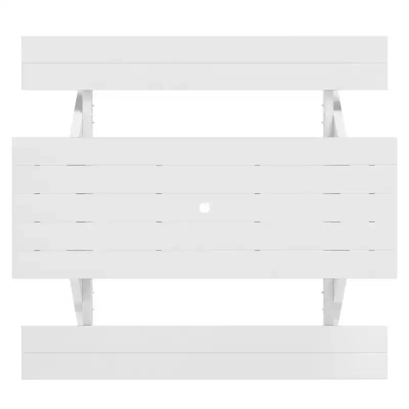WestinTrends Tavolo da picnic e panche da esterno in plastica HDPE 70 con foro per ombrellone, bianco