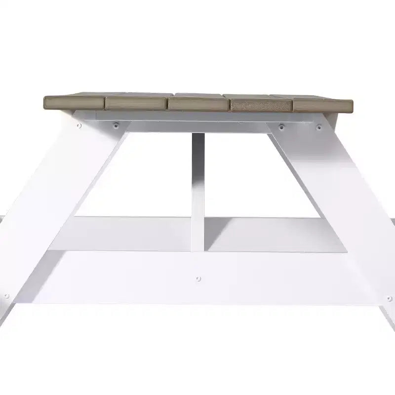 WestinTrends Greenville Tavolo da Picnic Esterno 70 in HDPE Plastica con Panca e Foro per Ombrellone, Legno Effetto Invecchiato