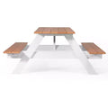 WestinTrends Outdoor 70 HDPE Plastic Picnic Table Bench With Umbrella Hole, Teak