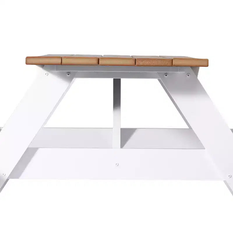 WestinTrends Tavolo da Picnic per Esterni 70 in Plastica HDPE con Foro per Ombrellone, Teak