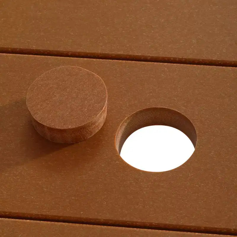 WestinTrends Tavolo da Picnic per Esterni 70 in Plastica HDPE con Foro per Ombrellone, Teak