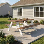 WestinTrends Tavolo da Picnic per Esterni 70 in Plastica HDPE con Foro per Ombrellone, Teak