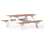 WestinTrends Tavolo da Picnic per Esterni 70 in Plastica HDPE con Foro per Ombrellone, Teak