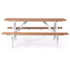 WestinTrends Tavolo da Picnic per Esterni 70 in Plastica HDPE con Foro per Ombrellone, Teak