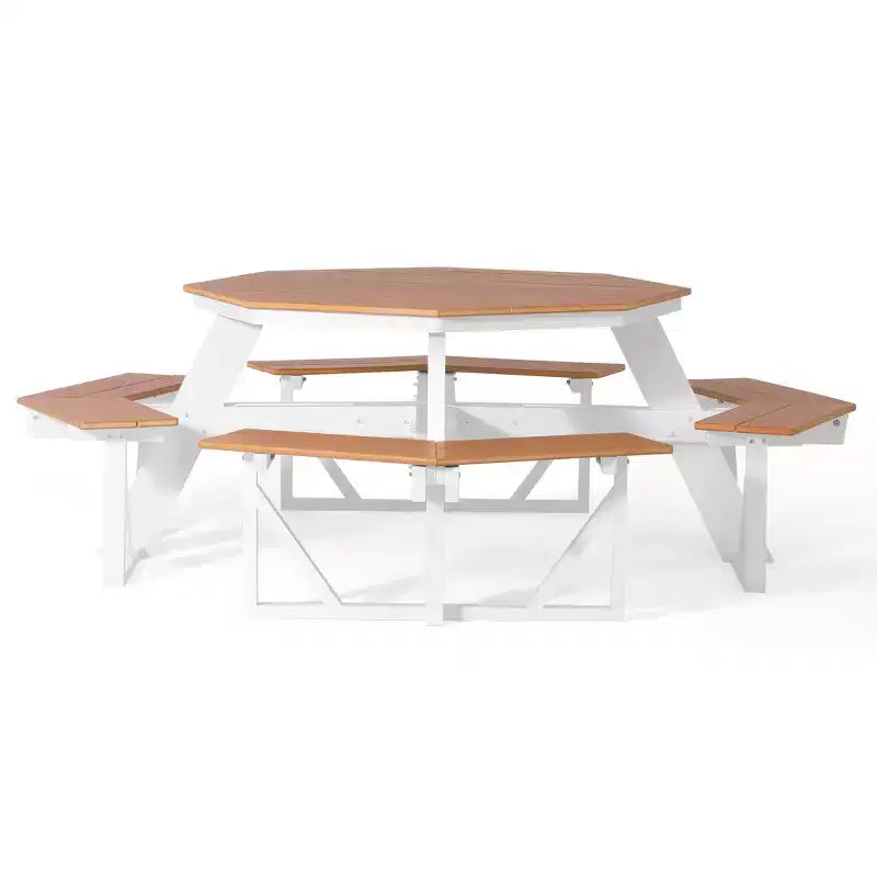 WestinTrends Greenville Tavolo da picnic ottagonale da esterno per 8 persone in HDPE 48", Teak