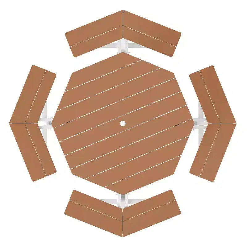 WestinTrends Greenville Tavolo da picnic ottagonale da esterno per 8 persone in HDPE 48", Teak