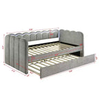 Divano letto moderno in legno imbottito con luci LED e letto estraibile Charlotte GDFStudio