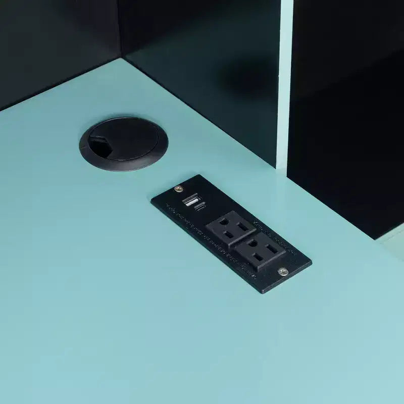 Divano letto da gioco Full/Queen Size con testiera a libreria, struttura letto a LED con scrivania integrata, cassetti e stazione di ricarica - ModernLuxe