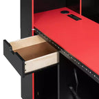 Divano letto da gioco Full/Queen Size con testiera a libreria, struttura letto a LED con scrivania integrata, cassetti e stazione di ricarica - ModernLuxe