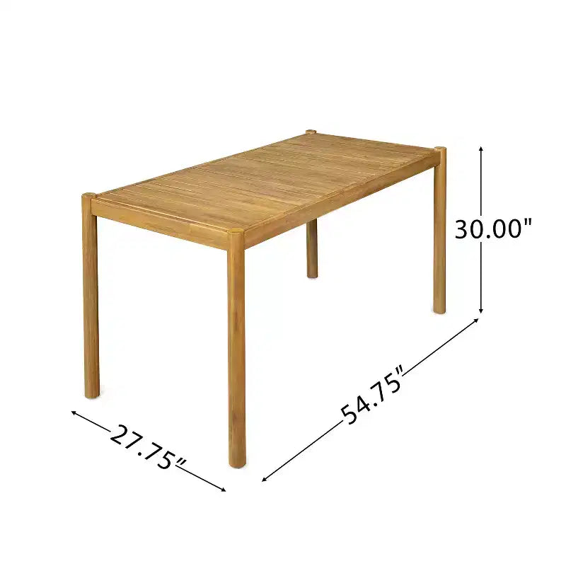 Tavolo da pranzo da esterno 4-6 posti, in teak chiaro, antiscivolo