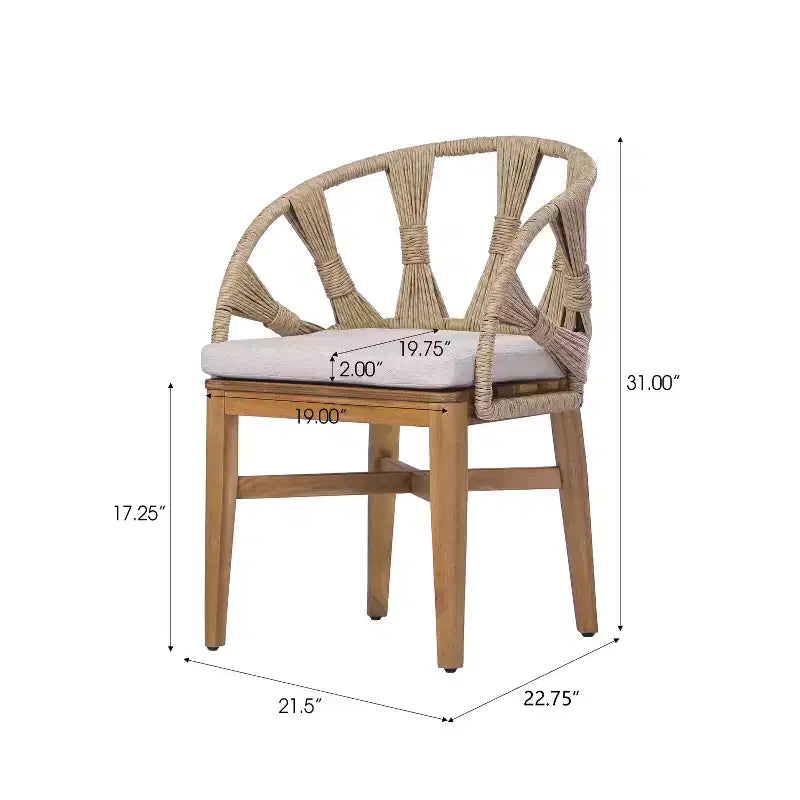 Christopher Knight Home Hendry Set da pranzo bohémien da 7 pezzi in legno di acacia e vimini per esterni con tavolo a doghe