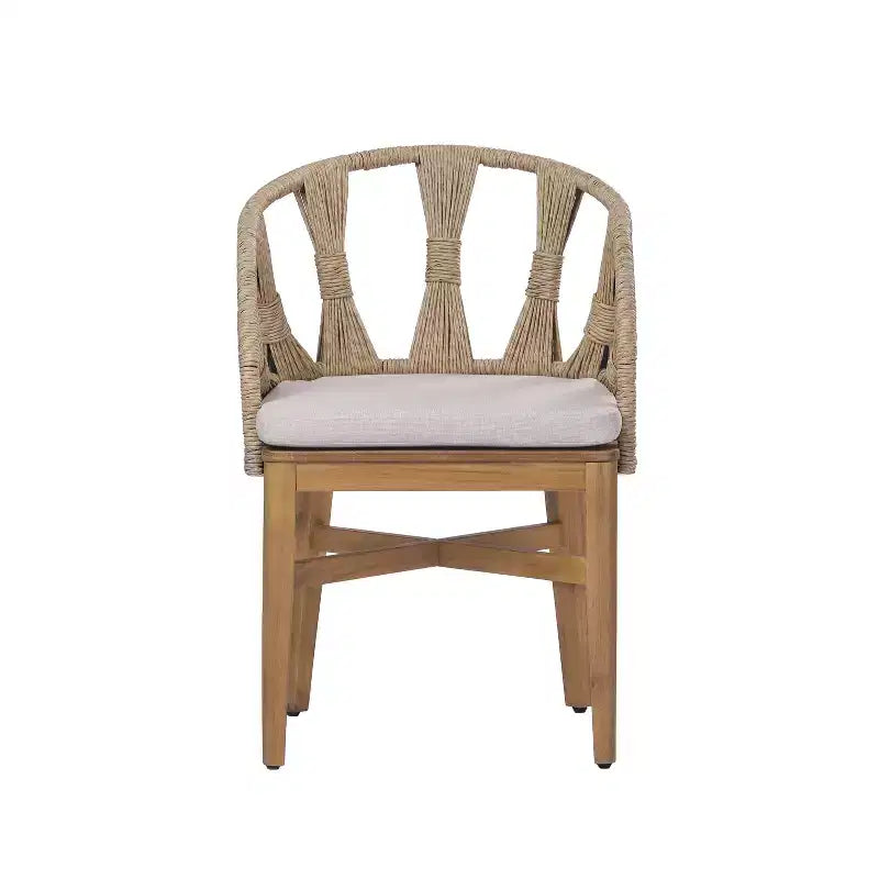 Christopher Knight Home Hendry Set da pranzo bohémien da 7 pezzi in legno di acacia e vimini per esterni con tavolo a doghe