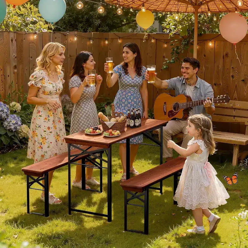Tavoli da picnic pieghevoli VINGLI da 45 pollici con panche, set da 3 pezzi, tavolo da campeggio e barbecue portatile e pieghevole.